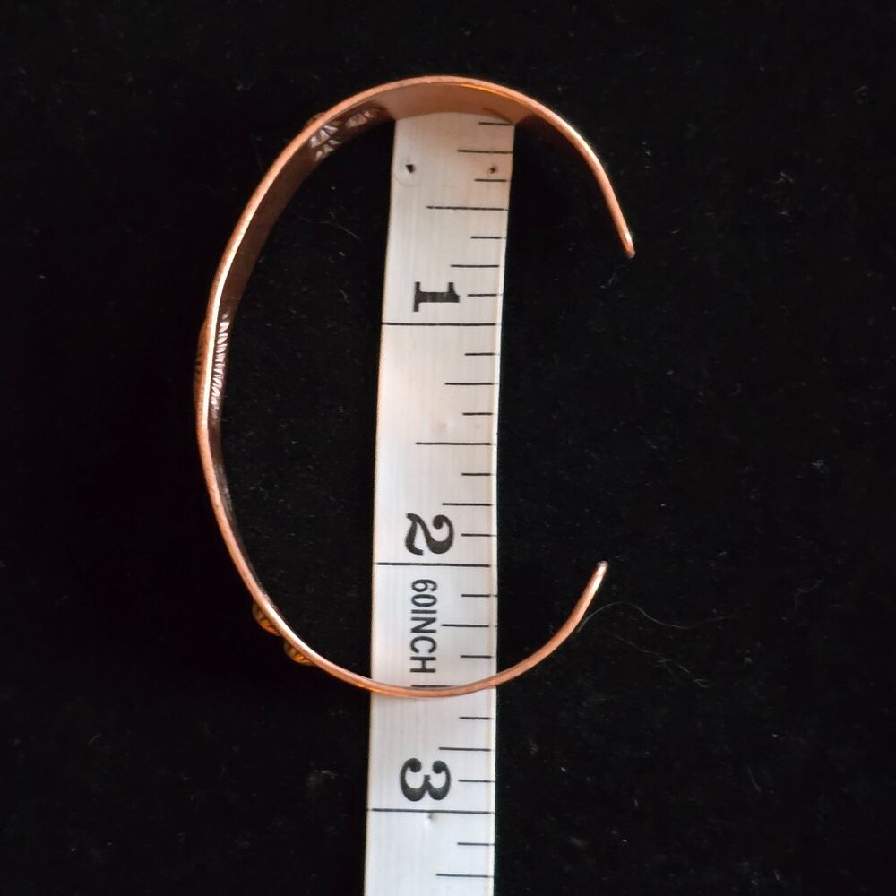 VTG Bell Trading Post Copper Cuff Bracelet Etched Thunderbird Tribal Arrow 1940s - Picture 7 of 8